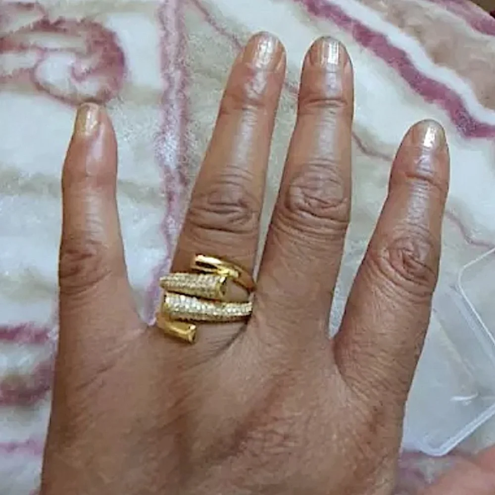 Gold Plated Micro Zircon Statement Ring